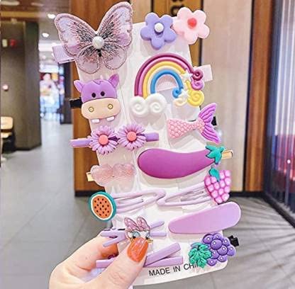 Purple Clips for girls multi design rainbow unicorn