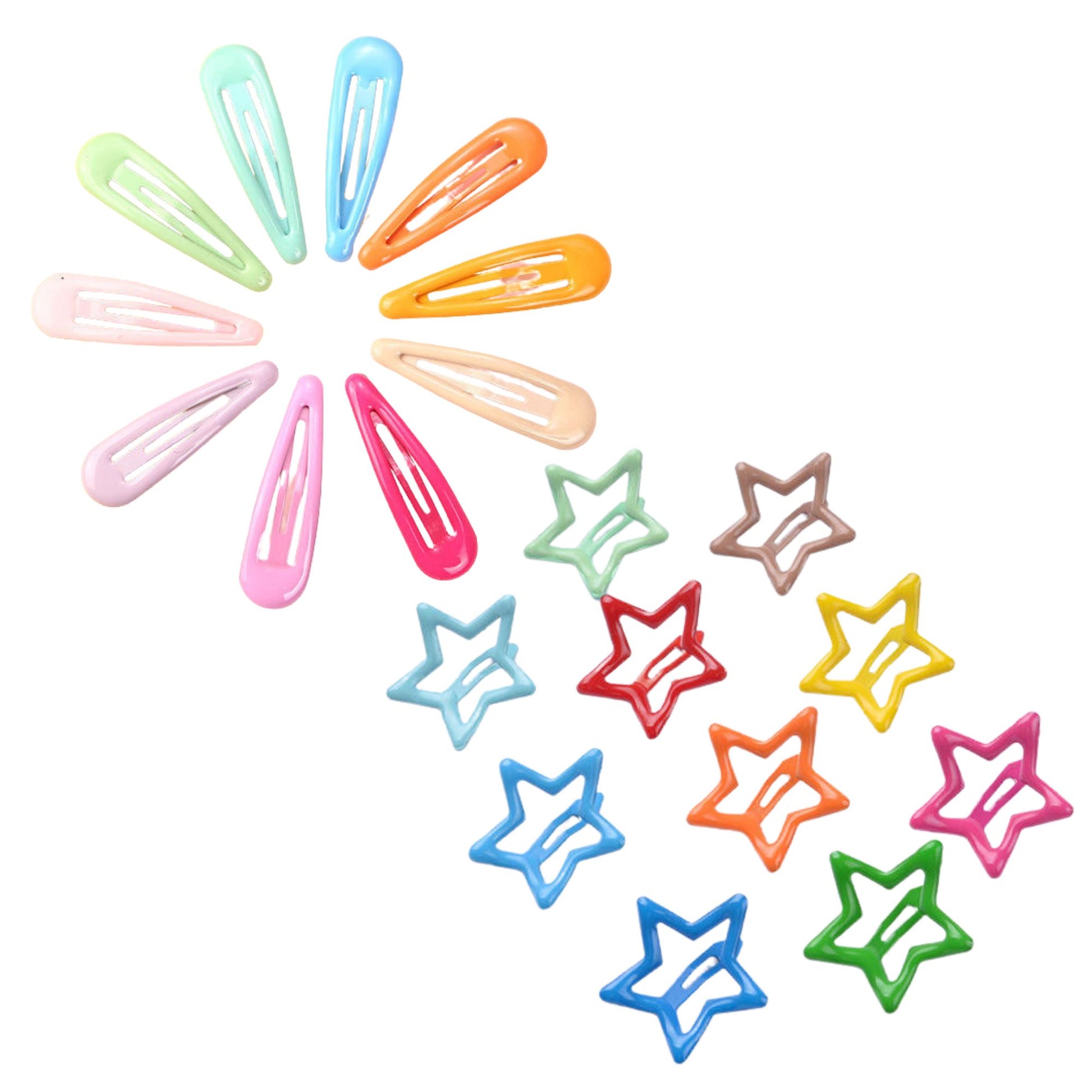 20 Pcs Tic Tac Clip, 10 Star + 10 Casual, Tic Tac Clips, Hair Clips, Snap Clips, Hair Accessories for Girls, Kids Hair Clips.