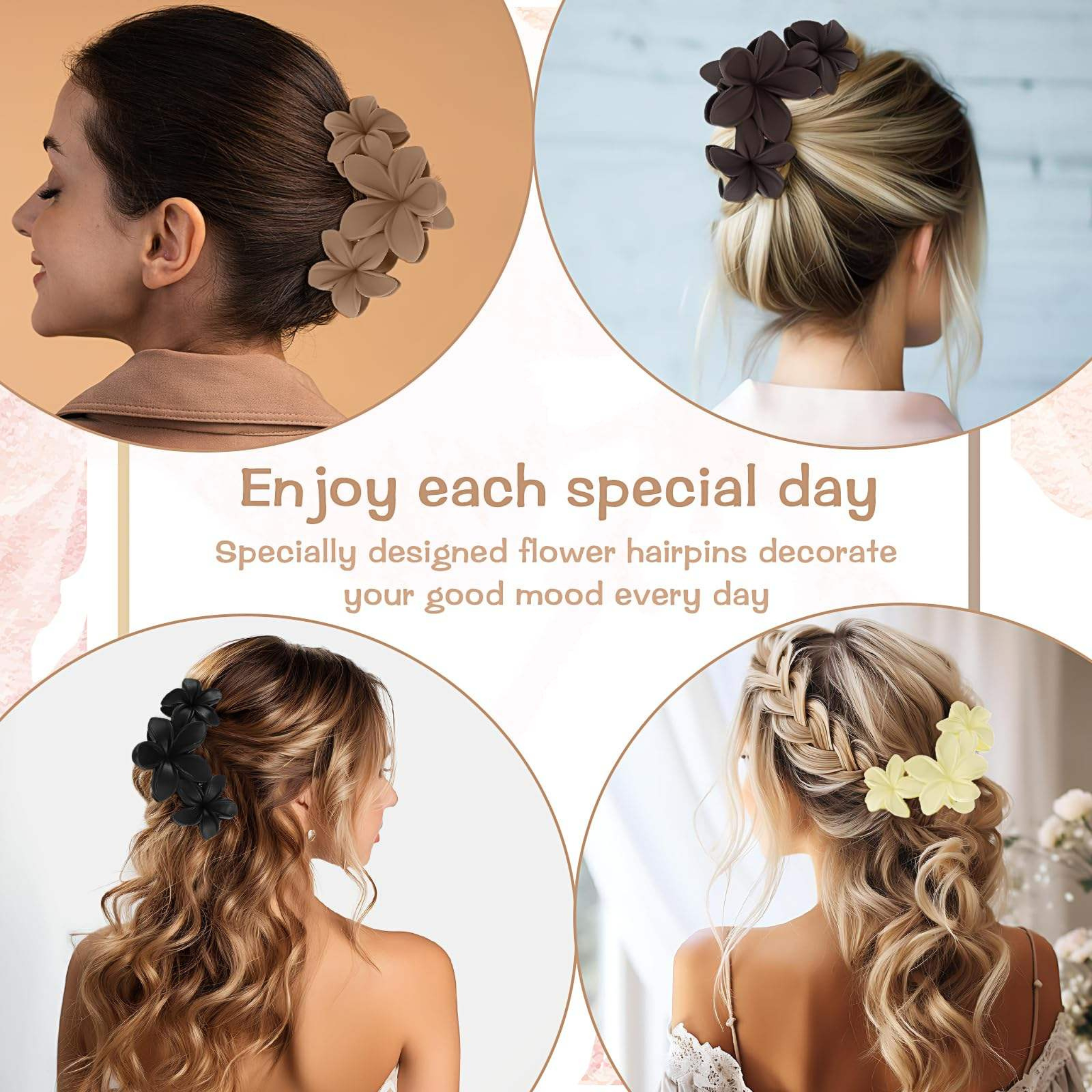 GIGGLES BOO Floral Hair Claw Clips, 13 cm Large, Non-slip Design, 2-Pack pcs