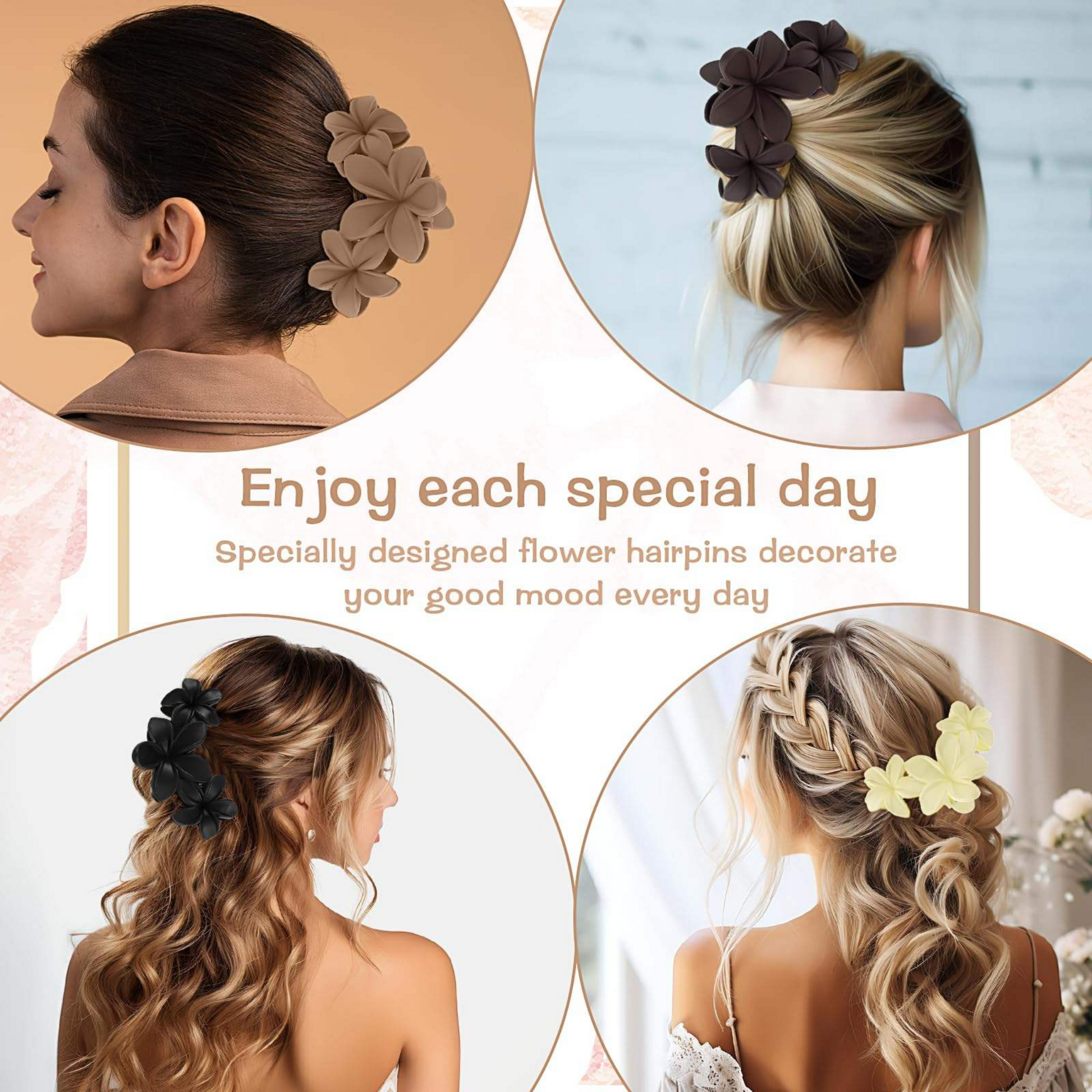 GIGGLES BOO Floral Hair Claw Clips, 13 cm Large, Non-slip Design, 2-Pack pcs