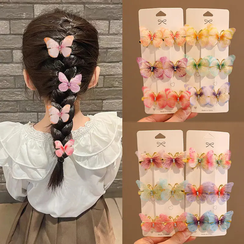 Giggles Boo 3D Glitter Butterfly Organza Design Hair Clips for Girls & Women Pack of 6