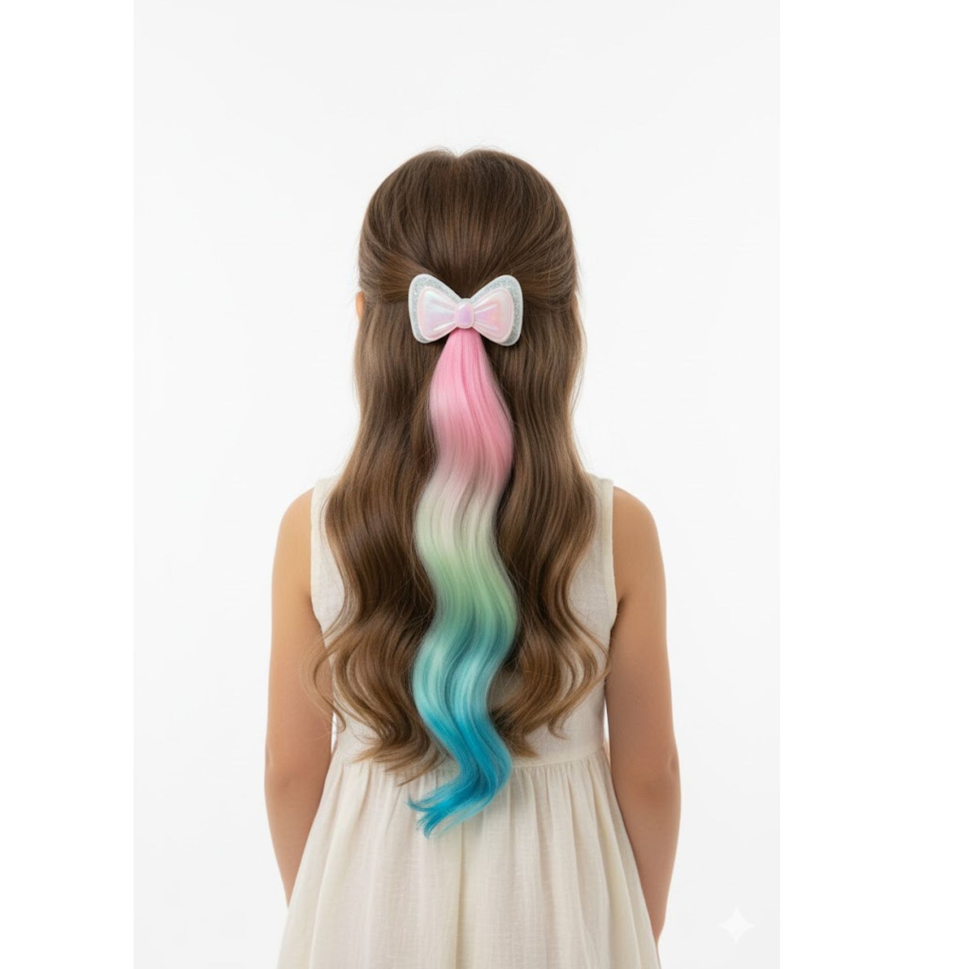 Giggles Boo | Pack of 2 Rainbow Braid Wig Hair Clips Multicolor Hair Extensions for Girls & Kids