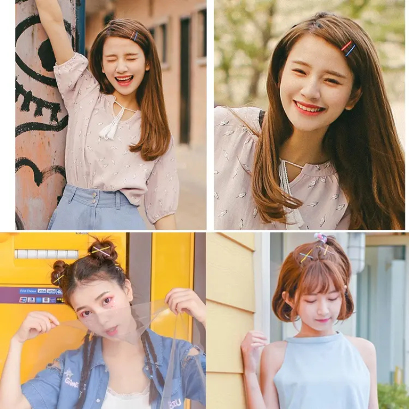 Giggles Boo Metallic Bobby Pins Set 50 Pieces Multicolor Hair Clips for Women and Girls