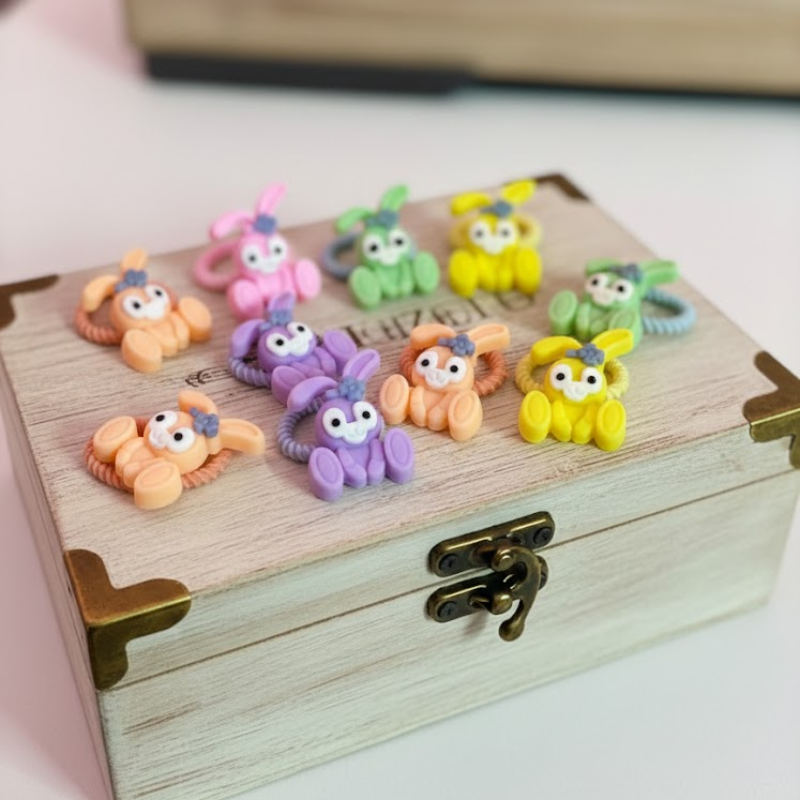 Mini Bunny Hair Ties, Pack of 10 Pcs, Soft Elastic Hair Rubber Band for Toddlers and Kids