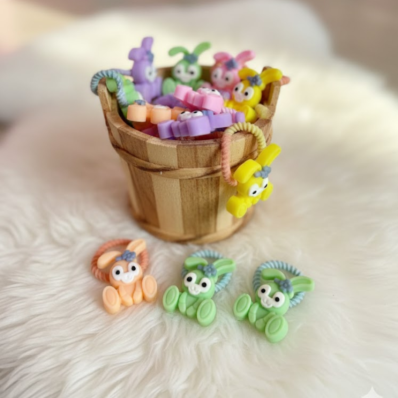 Mini Bunny Hair Ties, Pack of 10 Pcs, Soft Elastic Hair Rubber Band for Toddlers and Kids