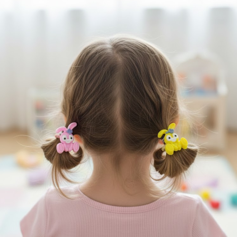 Mini Bunny Hair Ties, Pack of 10 Pcs, Soft Elastic Hair Rubber Band for Toddlers and Kids