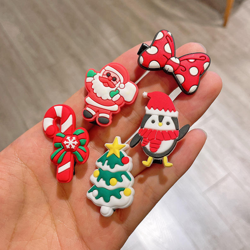 10 Pcs Christmas Theme Hair Clips for Kids | Pack of 10 Cute Cartoon Santa, Reindeer & Snowman Hairpins | Festival & Party Hair Accessories for Girls
