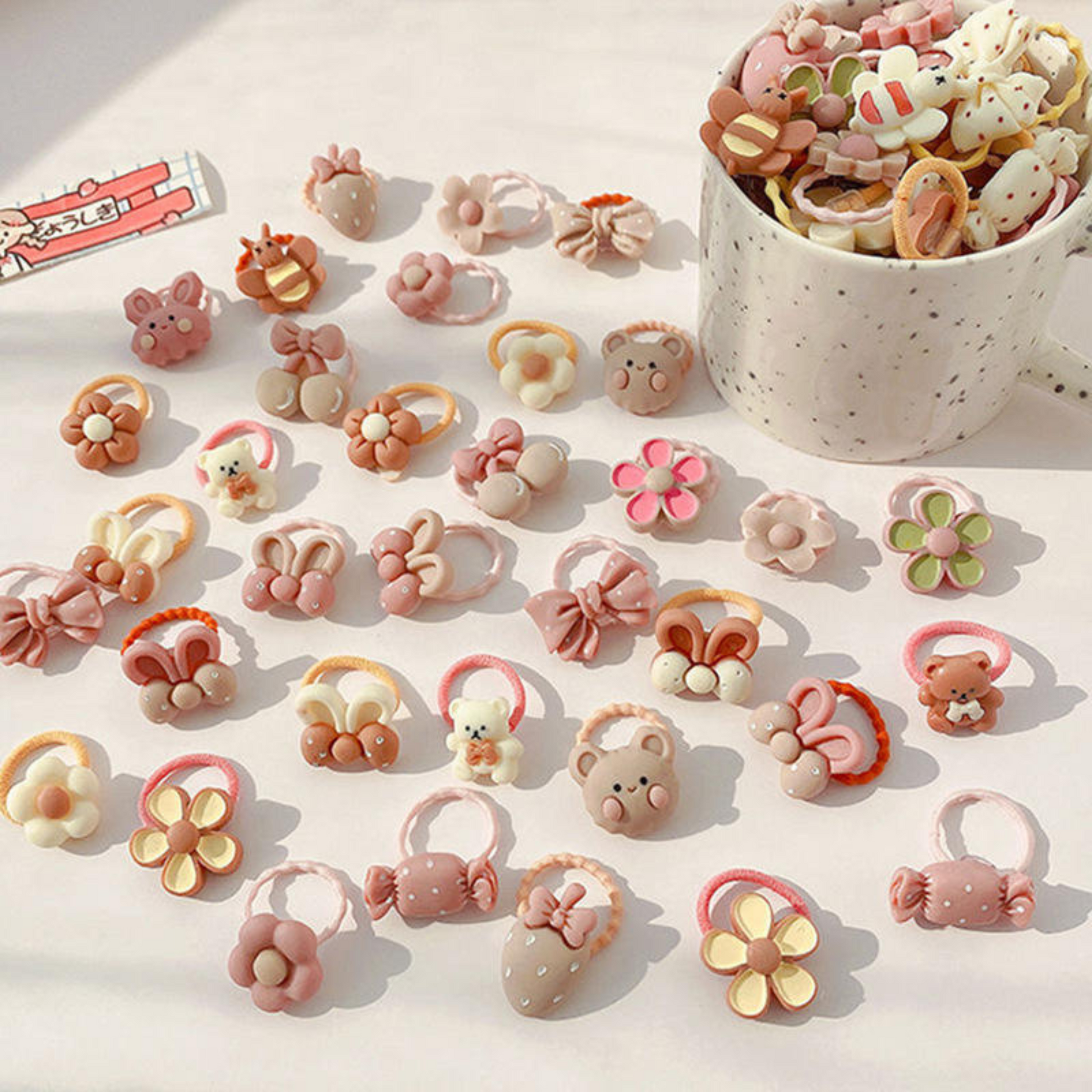 Giggles Boo 20-Piece Cute Cartoon Rubber Bands for Kids Soft-Stylish Hair Accessories