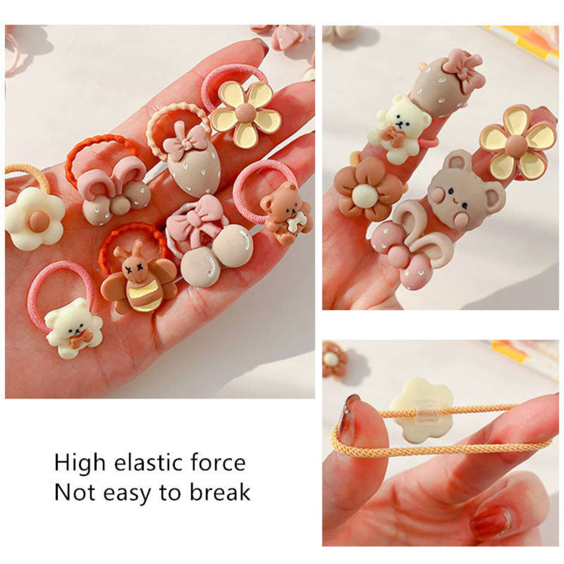 Giggles Boo 20-Piece Cute Cartoon Rubber Bands for Kids Soft-Stylish Hair Accessories