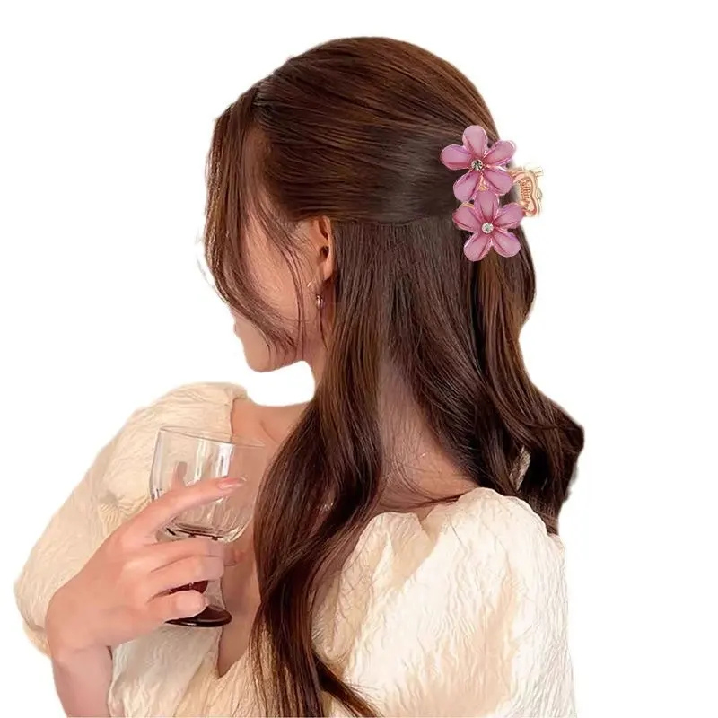 Giggles Boo Pack of 5 Crystal Flower Hair Claw Set Multicolor Hair Clips for Women