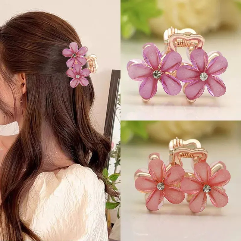 Giggles Boo Pack of 5 Crystal Flower Hair Claw Set Multicolor Hair Clips for Women