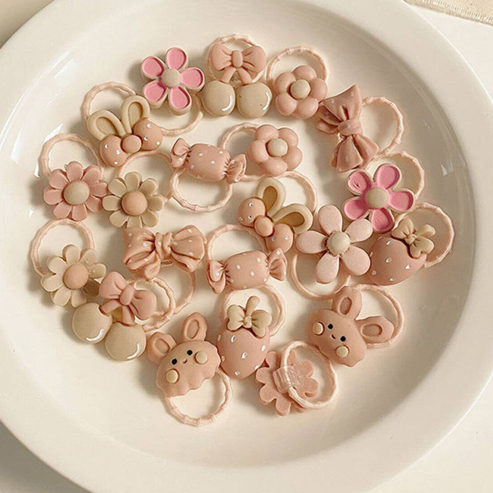 Giggles Boo 20-Piece Cute Cartoon Rubber Bands for Kids Soft-Stylish Hair Accessories