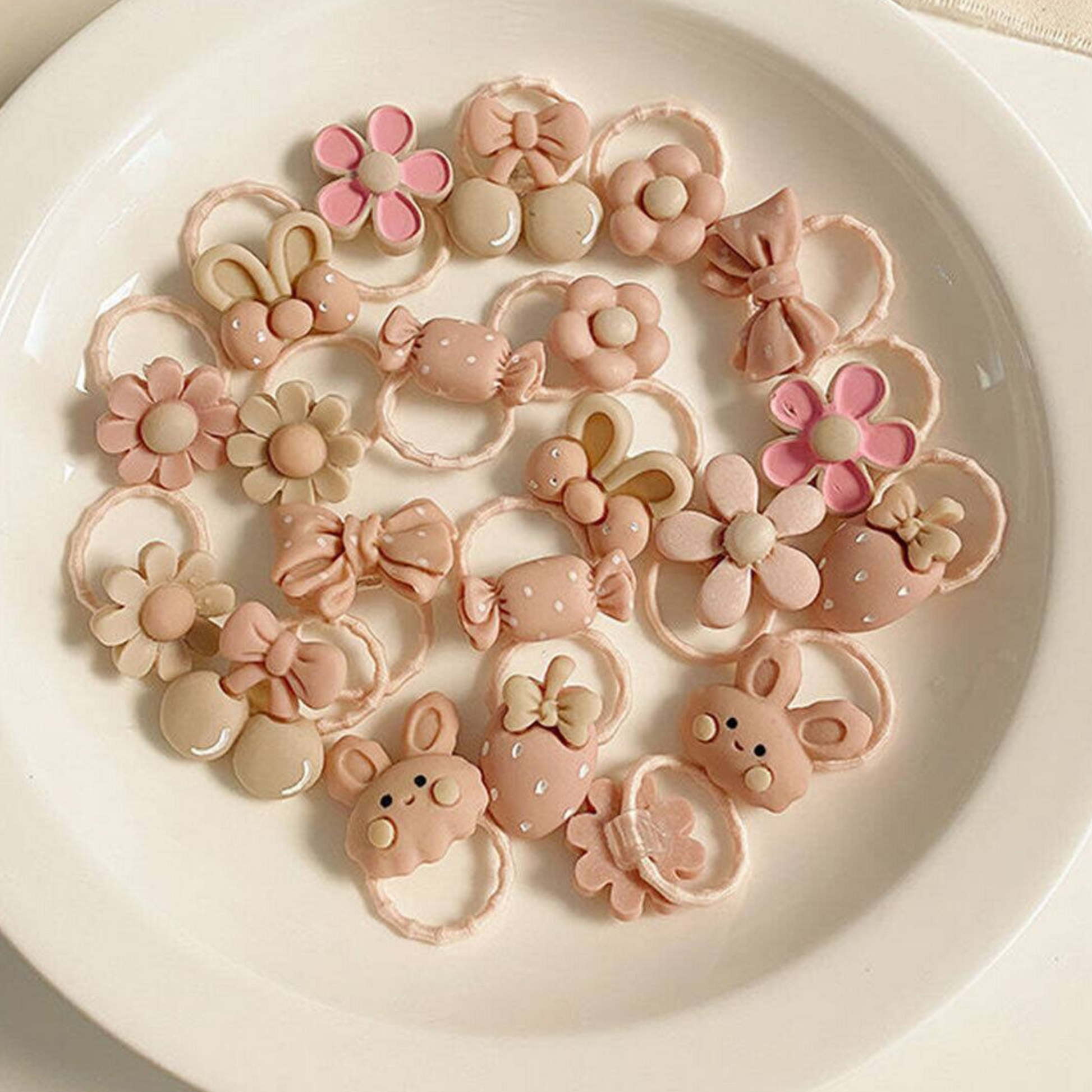 Giggles Boo 20-Piece Cute Cartoon Rubber Bands for Kids Soft-Stylish Hair Accessories