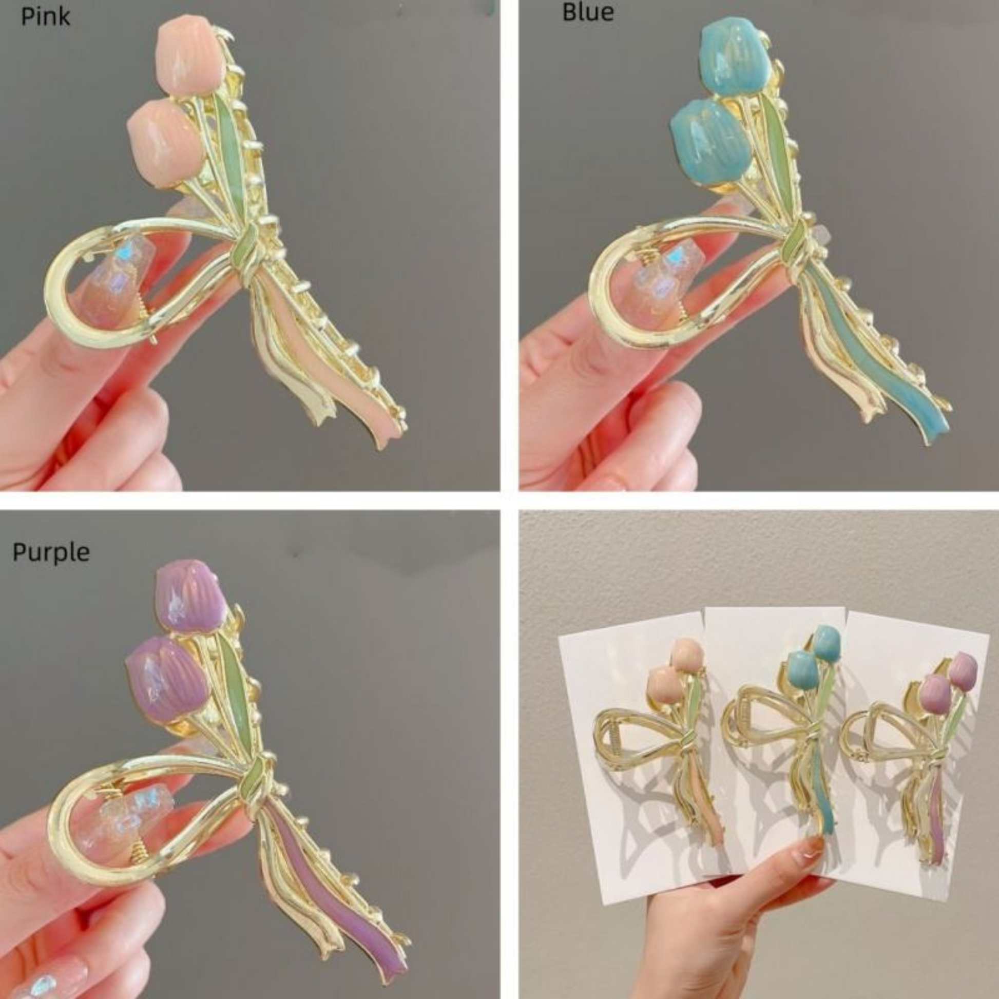 Hair Accessories claw clip clutcher metel women girls metal wedding party tulip pink stylish