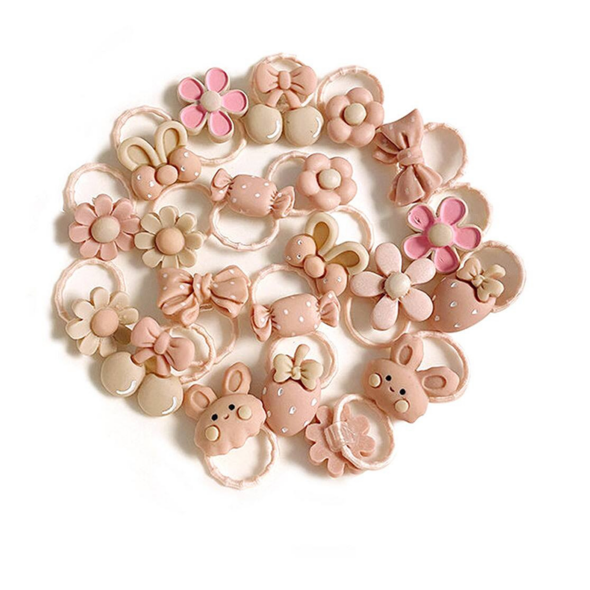 Giggles Boo 20-Piece Cute Cartoon Rubber Bands for Kids Soft-Stylish Hair Accessories