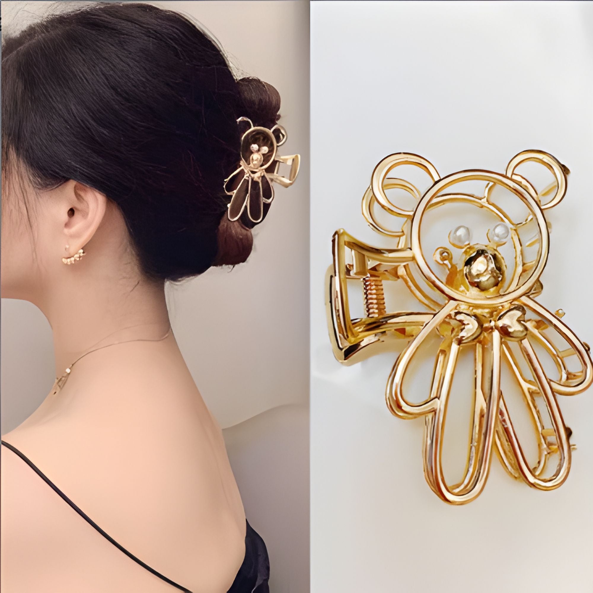 Metal Hair Clip Girls Hair Accessories Flower Claw Clip Teddy Bear Hair Clip