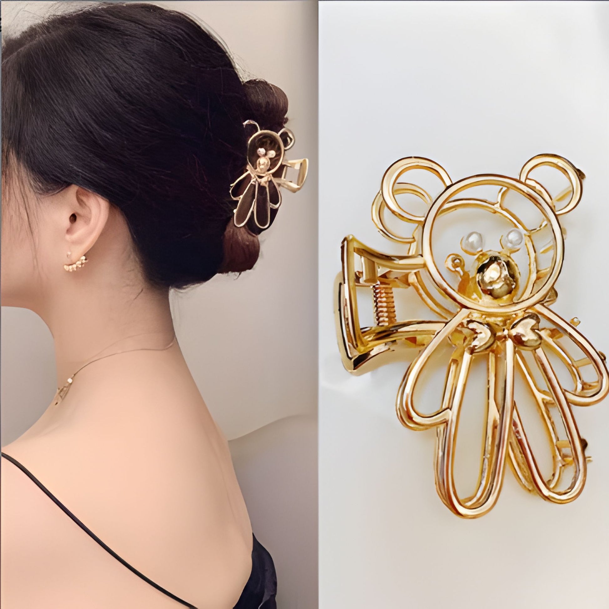 Metal Hair Clip Girls Hair Accessories Flower Claw Clip Teddy Bear Hair Clip