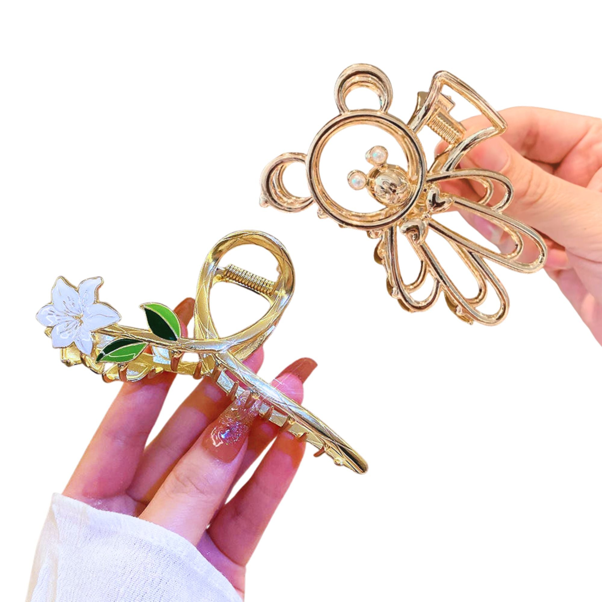 Flower Claw Clip Teddy Bear Hair Clip Korean Style Hair Clip Elegant Hair Claw Fashion Hair Clip Trendy Hair Accessories