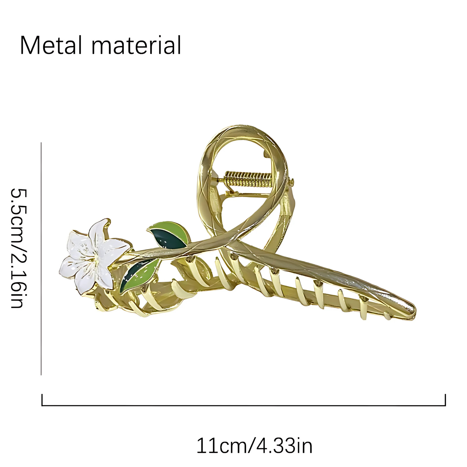 Gold hair clip with floral design 