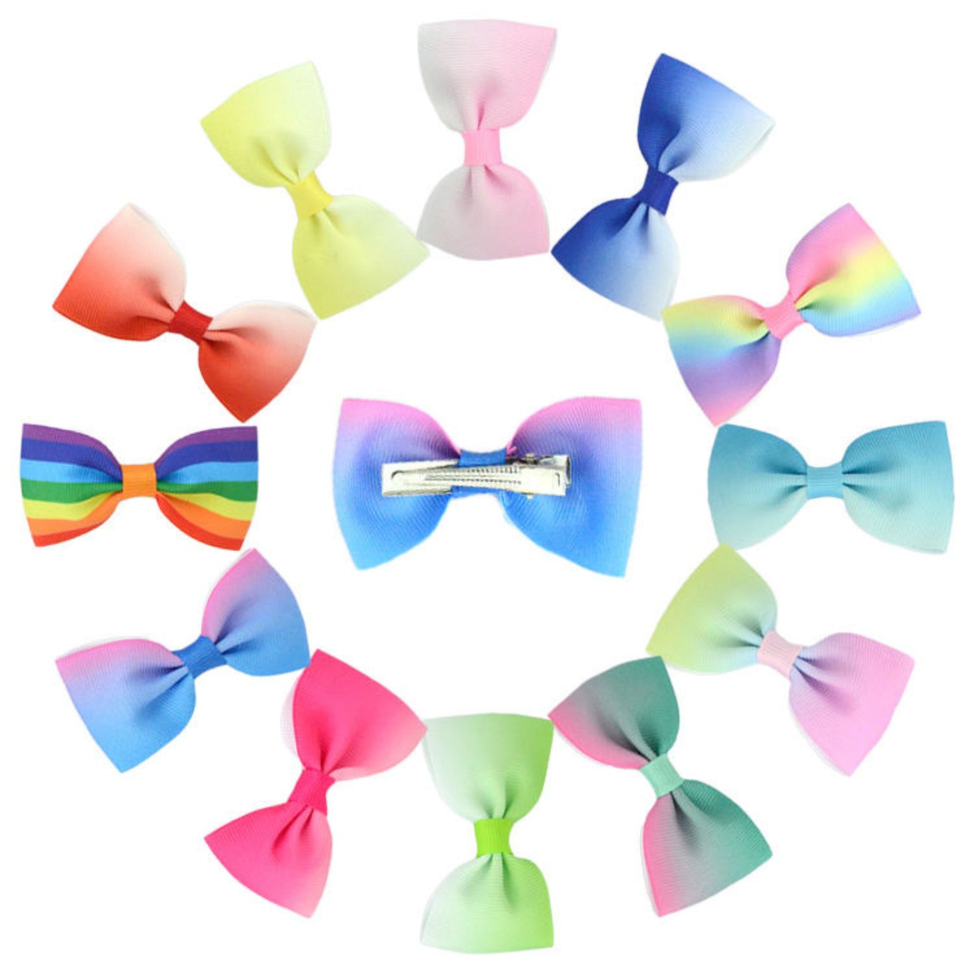 Rainbow Hair Clips, Kids Hair Accessories, Bow Clips for Girls, Colorful Hair Bows