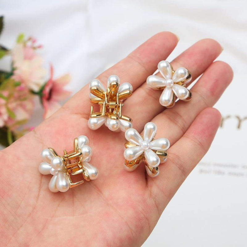 Hair Claw Clips White  for Party Wear 