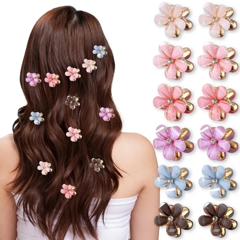 Woman with floral hair clips in her hair