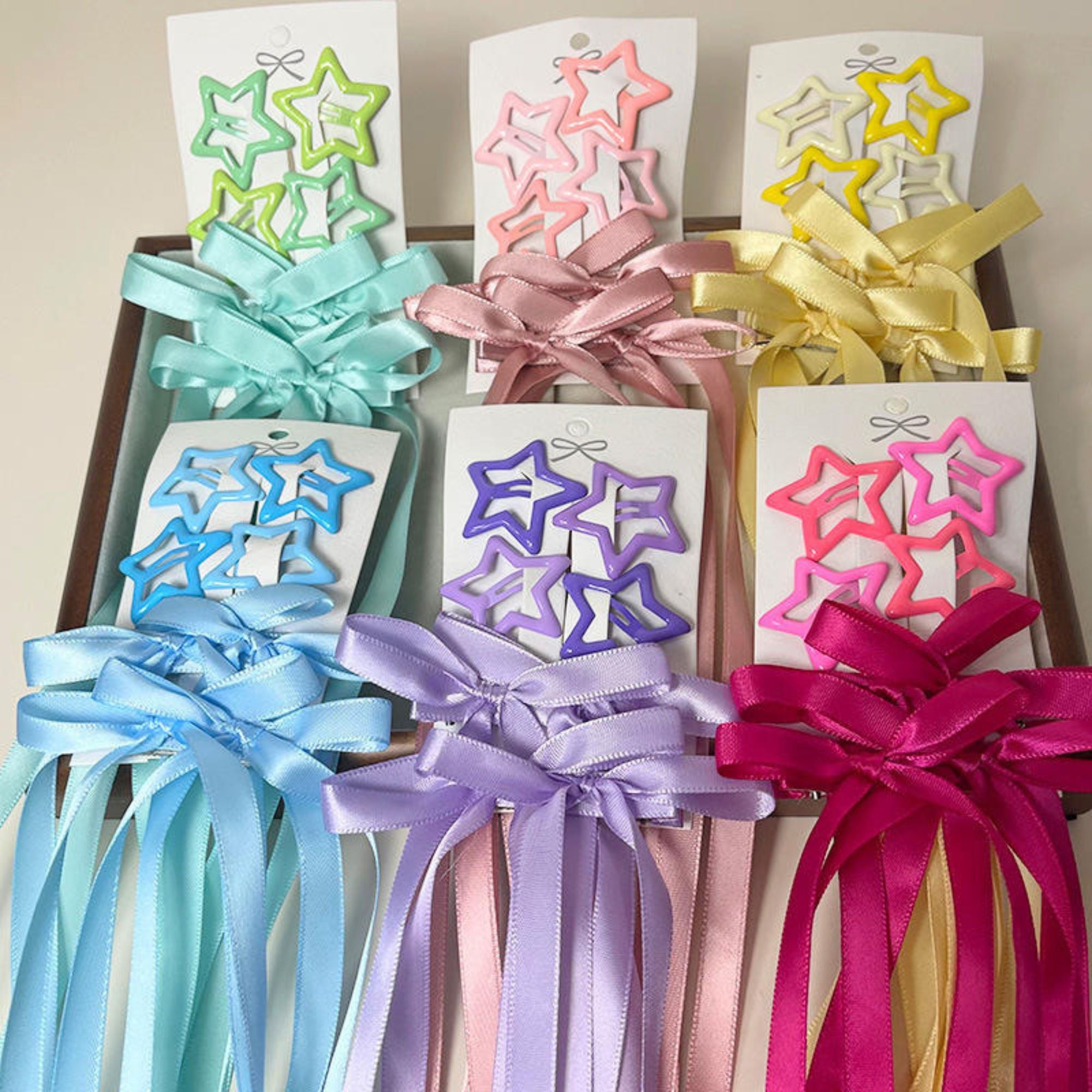 Multicolor Star & Bow Clips Combo 