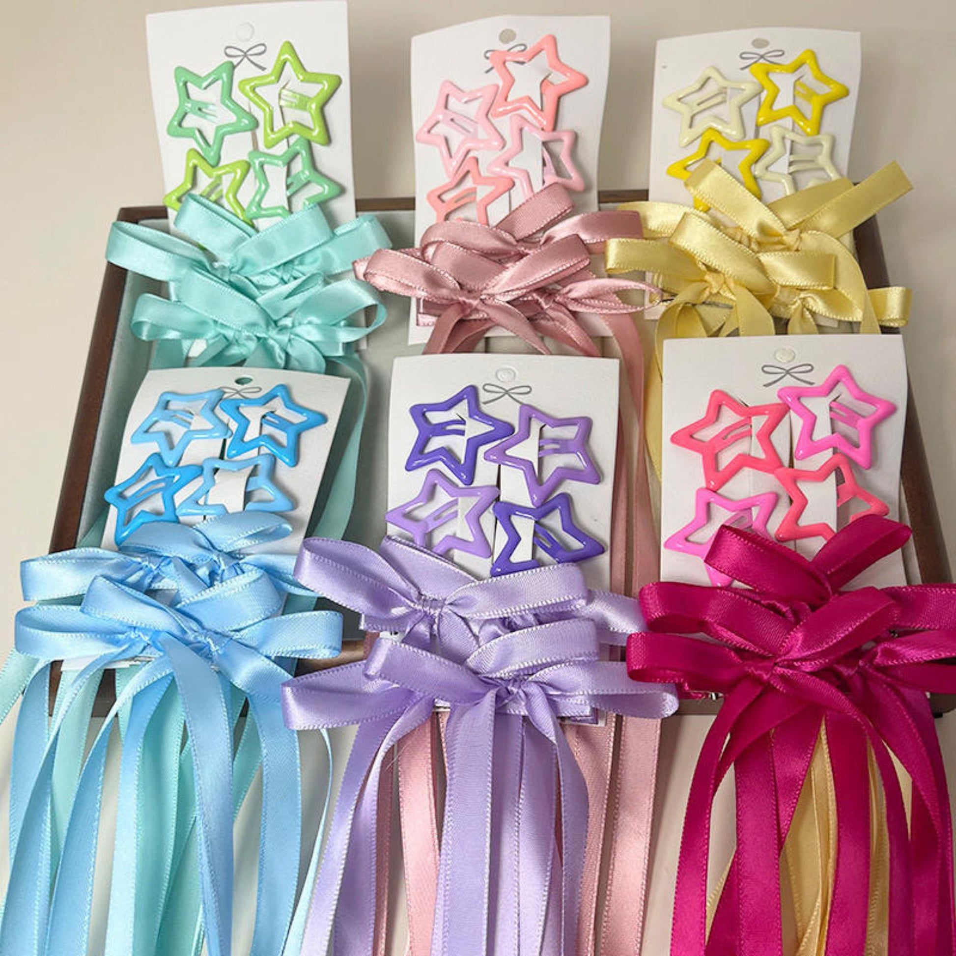 Multicolor Star & Bow Clips Combo 