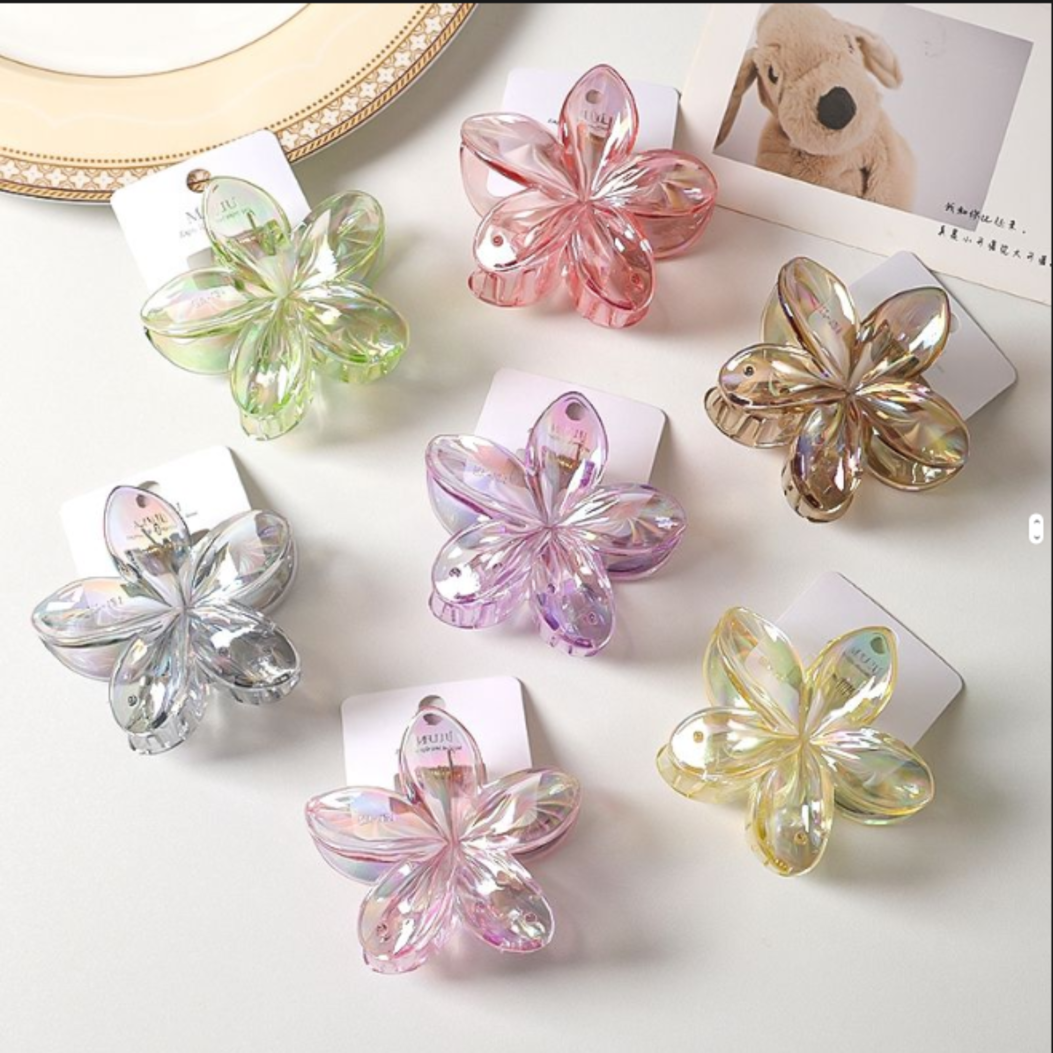 Flower claw Hair Accessories Transparent Elegant Floral Hairpin Stylish glossy Clutcher Claw Clips