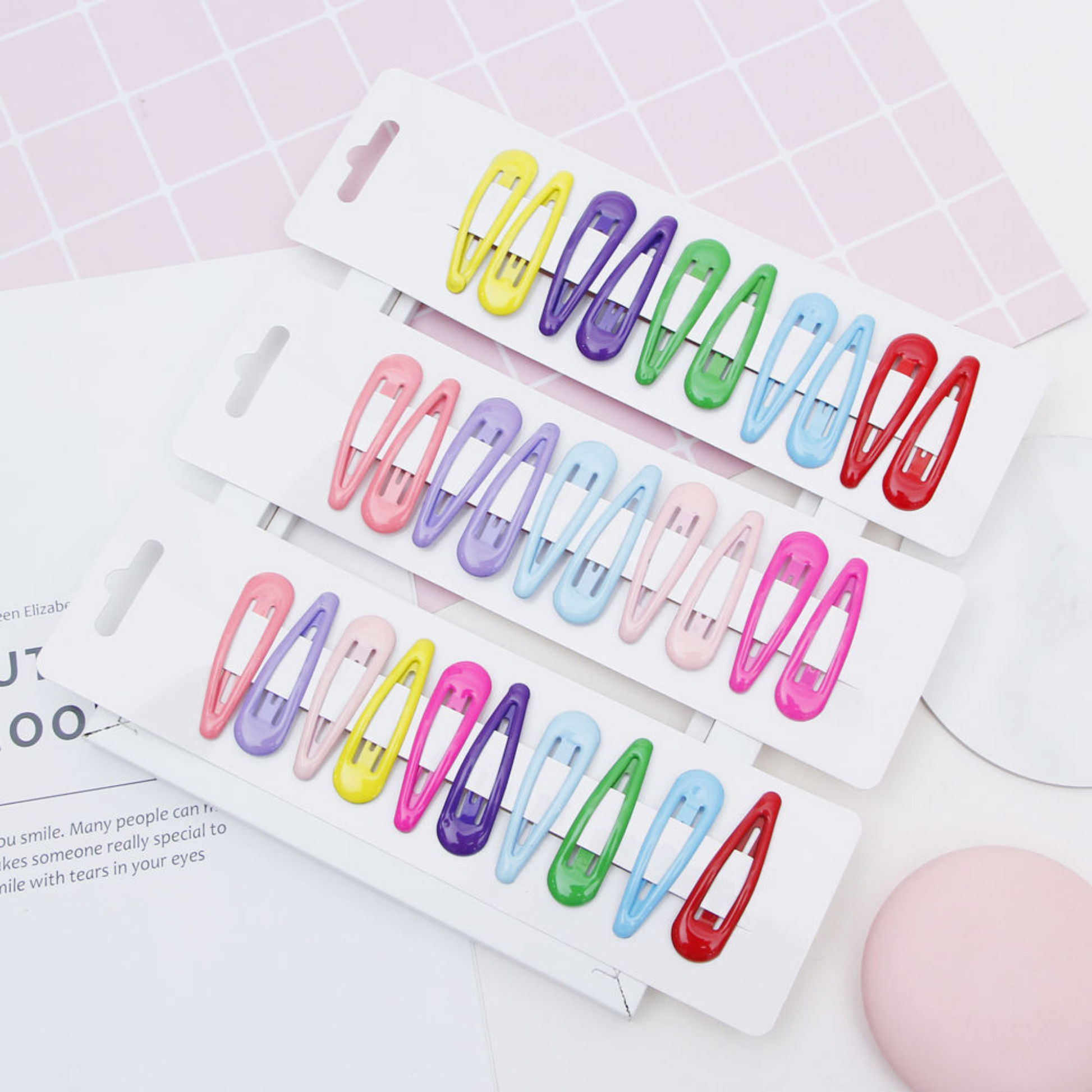 Hair Clip Fashion Metal Multicolors Shiny Latest Korean Black Tic Tac Pins Womens Girls Pink Light weight Accessories