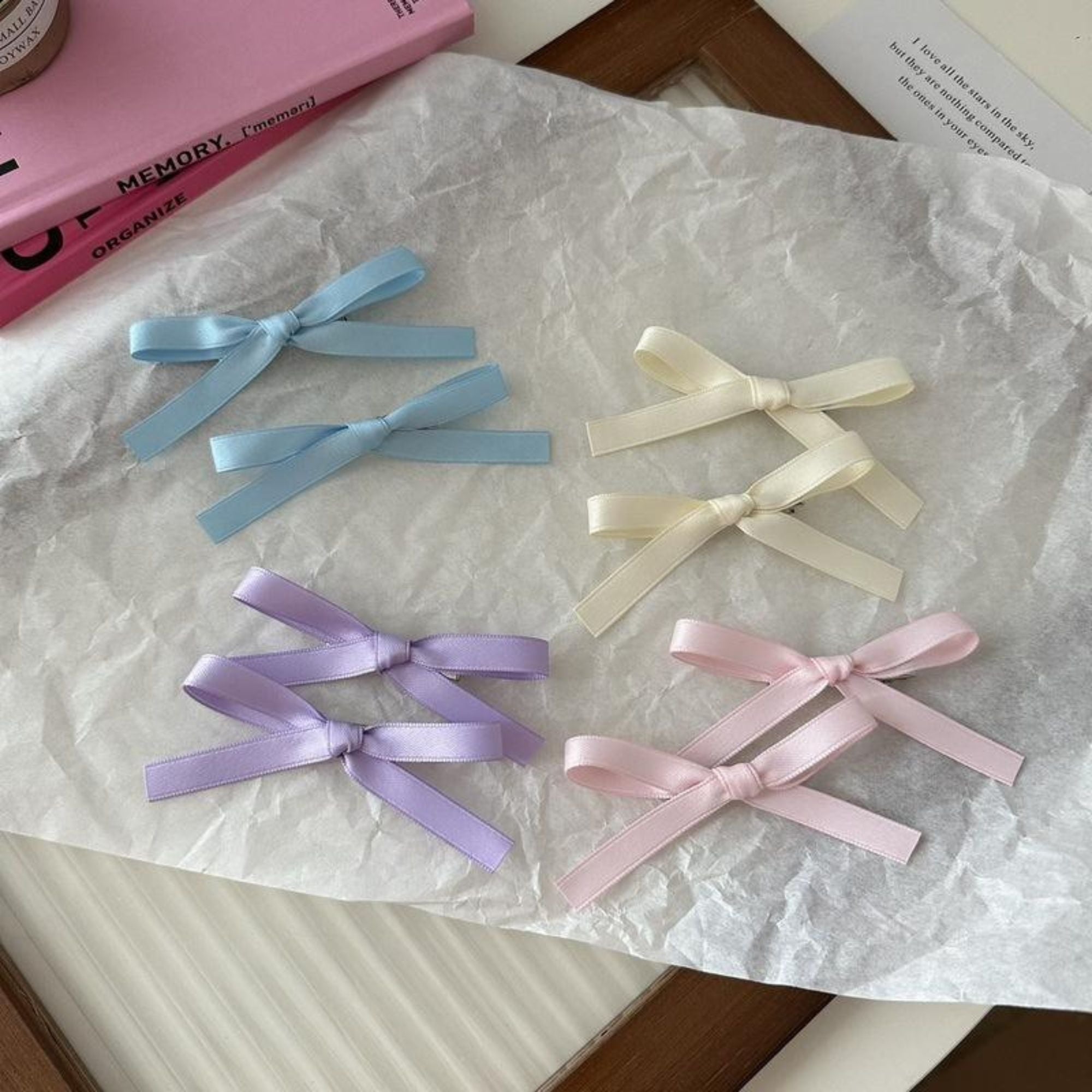  pastel-colored ribbons Assorted colourfull ribbons for girls women kids styling hair accessories
