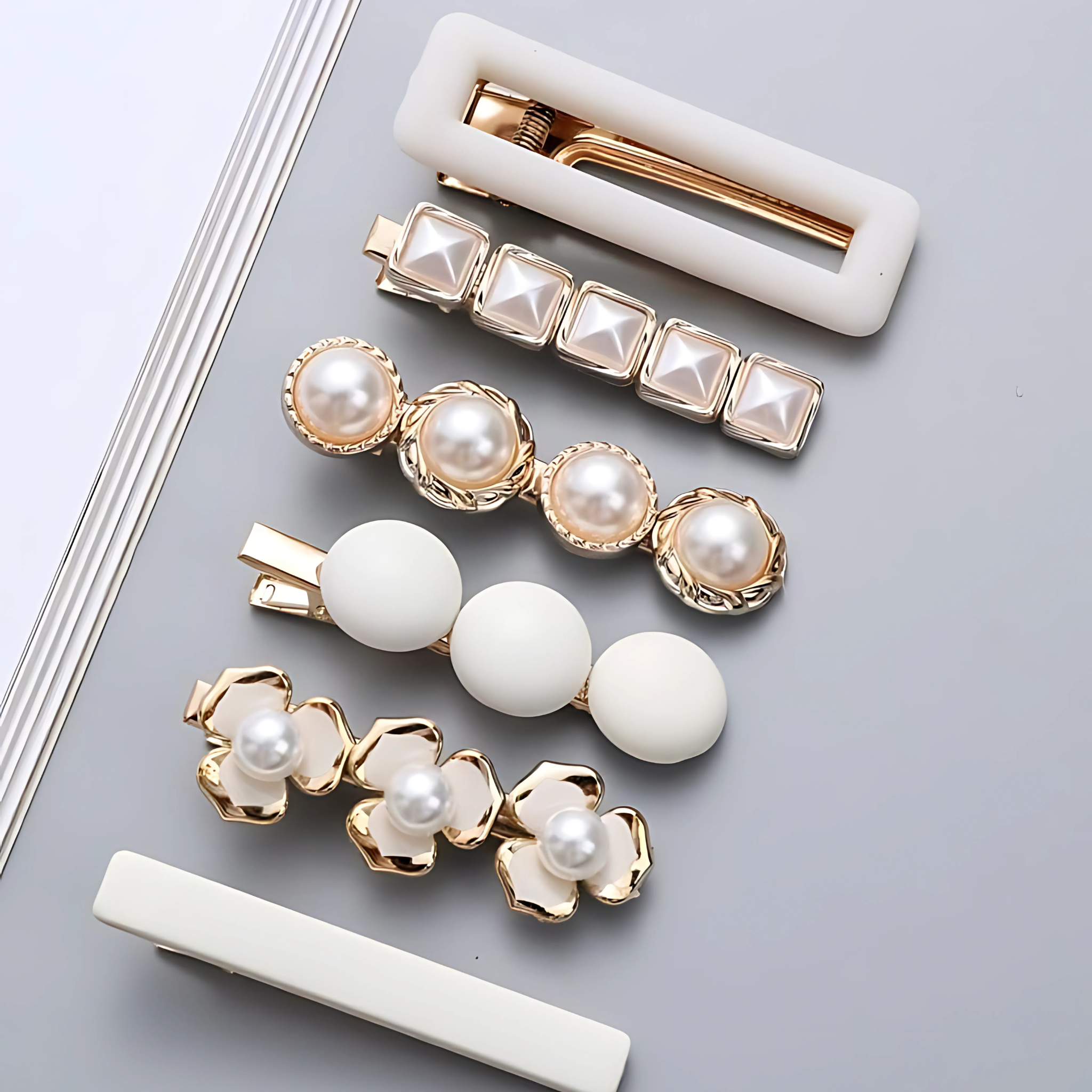 Hair Accessories clips white stone flower women styling barrettes