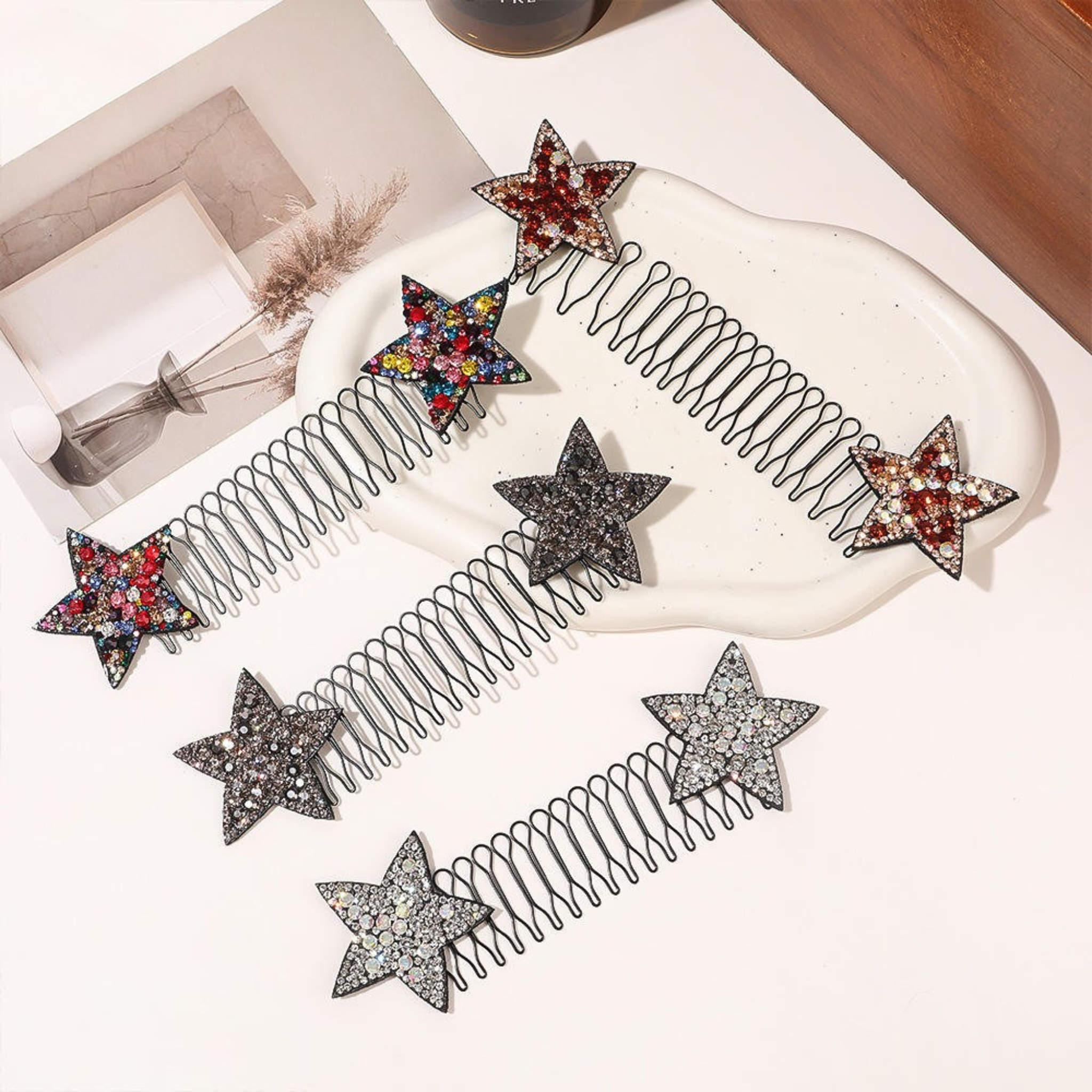 metal sprial comb black hair accessores for girls and women
