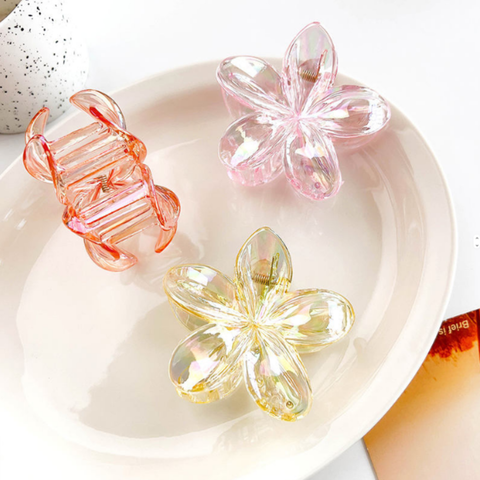 Flower claw Hair Accessories Transparent Elegant Floral Hairpin Stylish glossy Clutcher Claw Clips