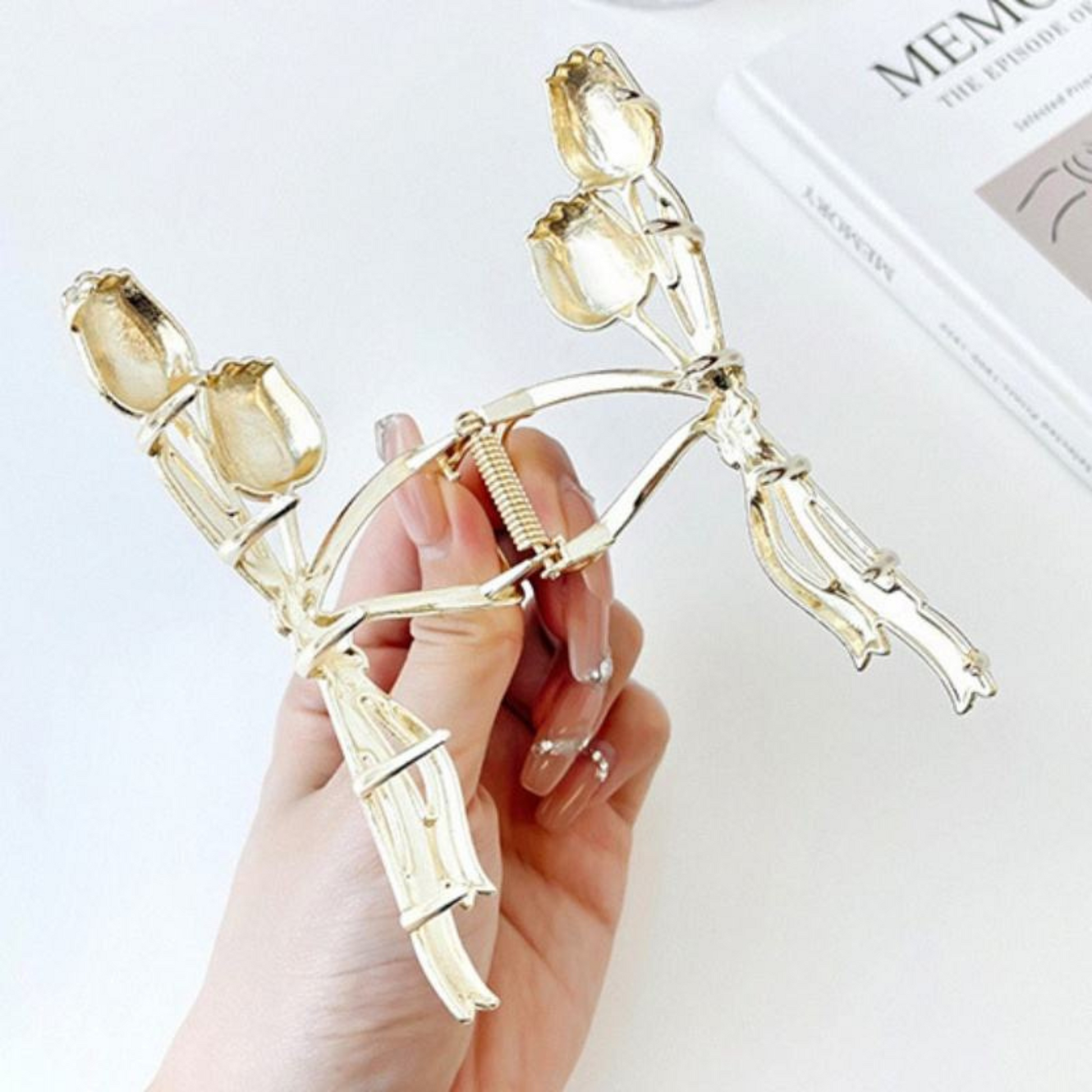 Hair Accessories claw clip clutcher metel women girls metal wedding party tulip pink stylish