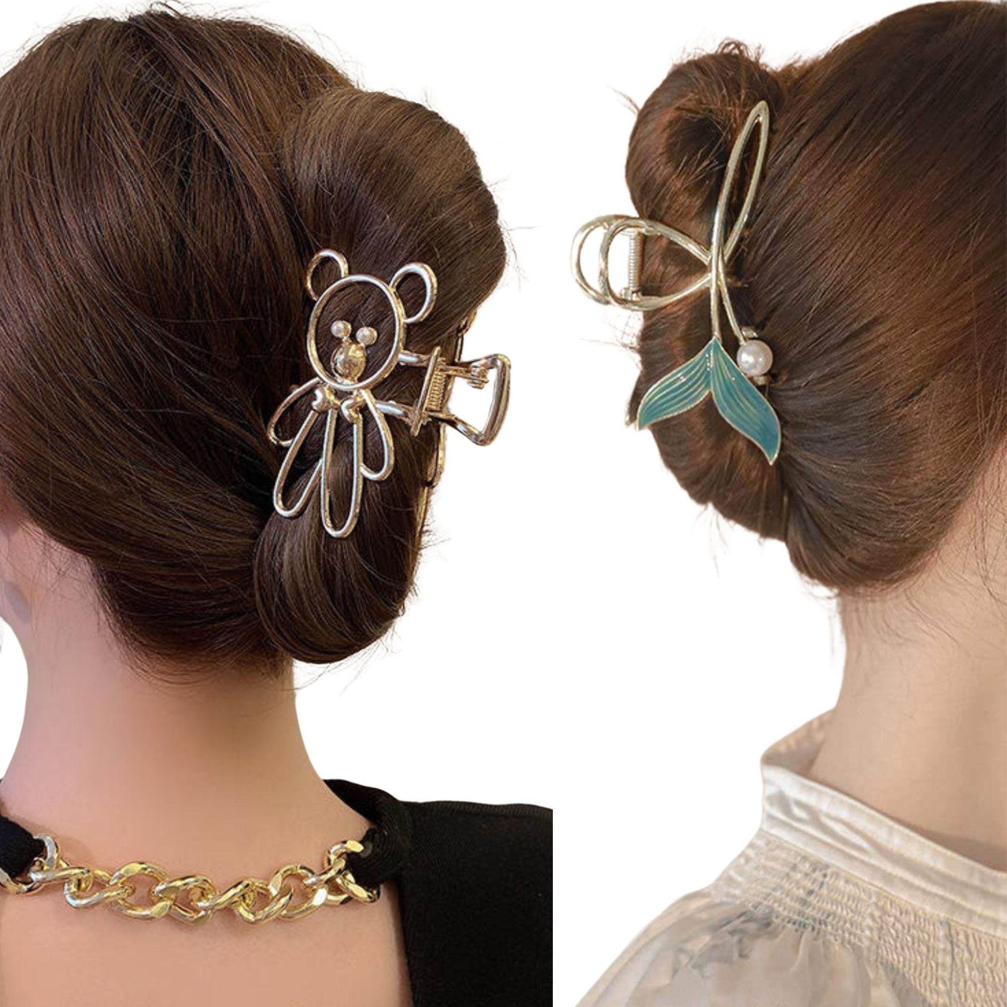 Fish tail metal claw clip
Teddy bear hair clip
Decorative metal hair clip