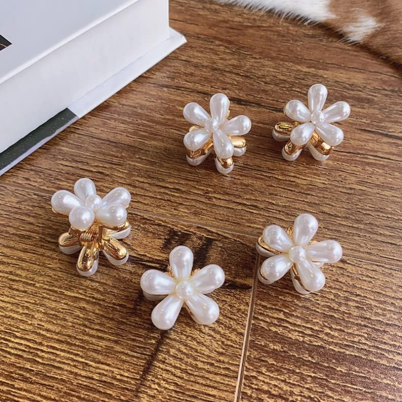 White & Gold Hair Pins ,Mini  Claws 