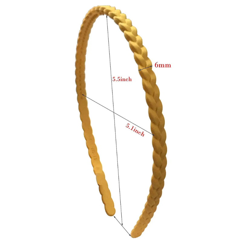 Yellow braided headband with measurements  multicolor plastic fashnable