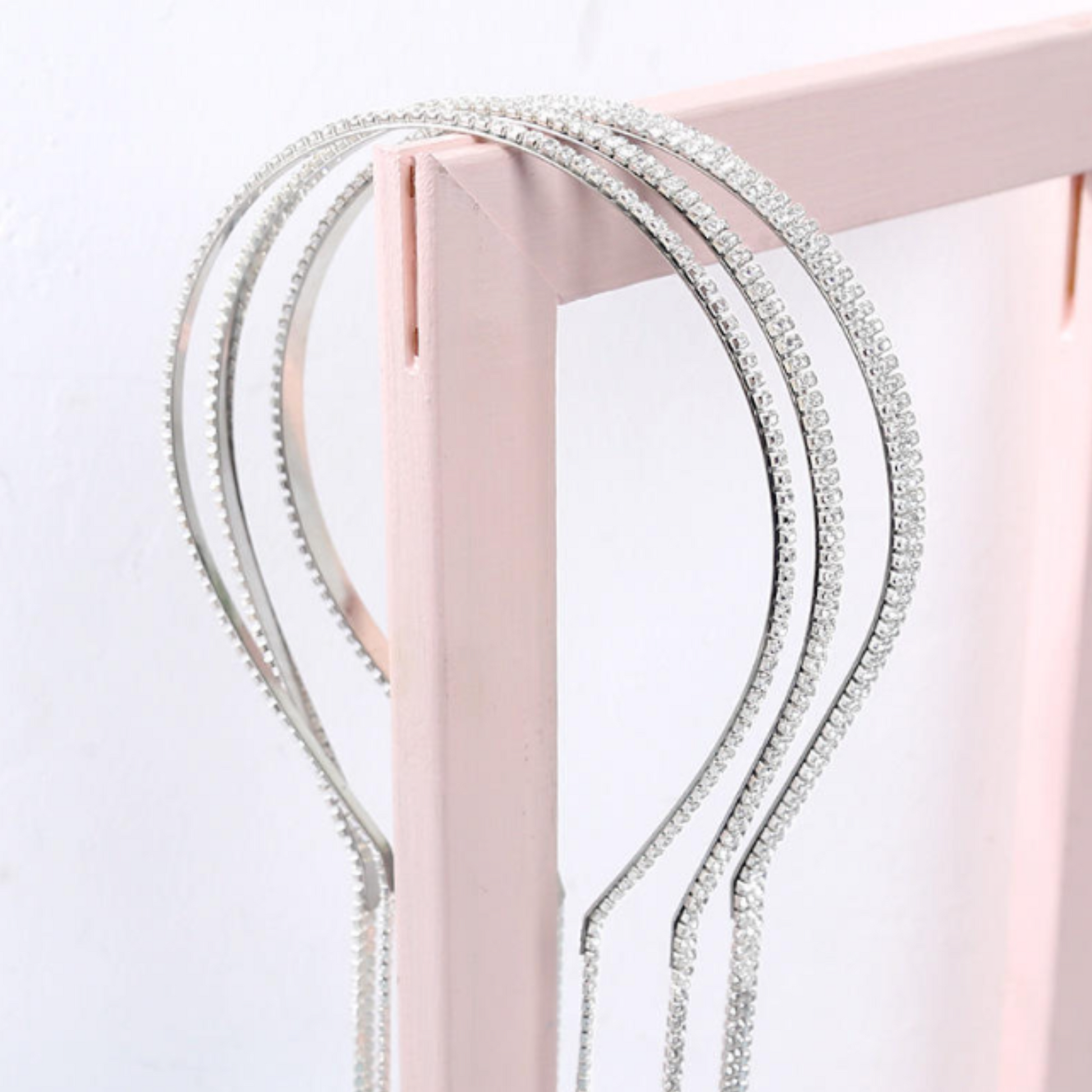 Braided Headband Rhinestone Diamond Hair Chain Silver Tassel Shiny Stone Hairband