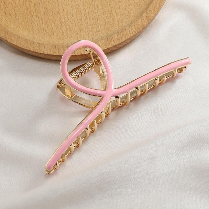 large hair clip for women
pink and golden hair claw
12cm metal hair clip