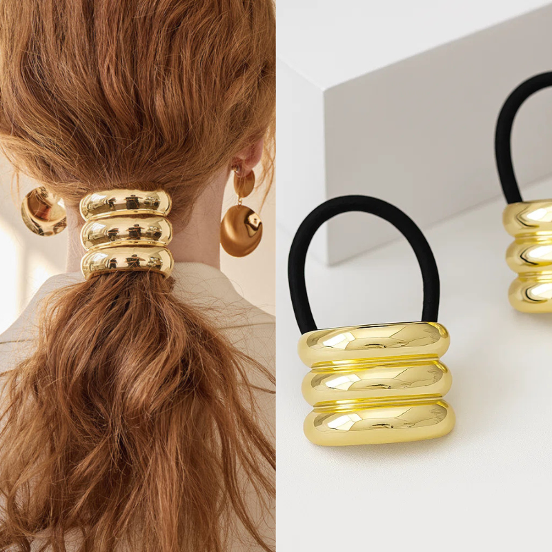 gold plated hair ties
stainless steel hair bands
metal hair elastic for women
stylish hair ties for girls