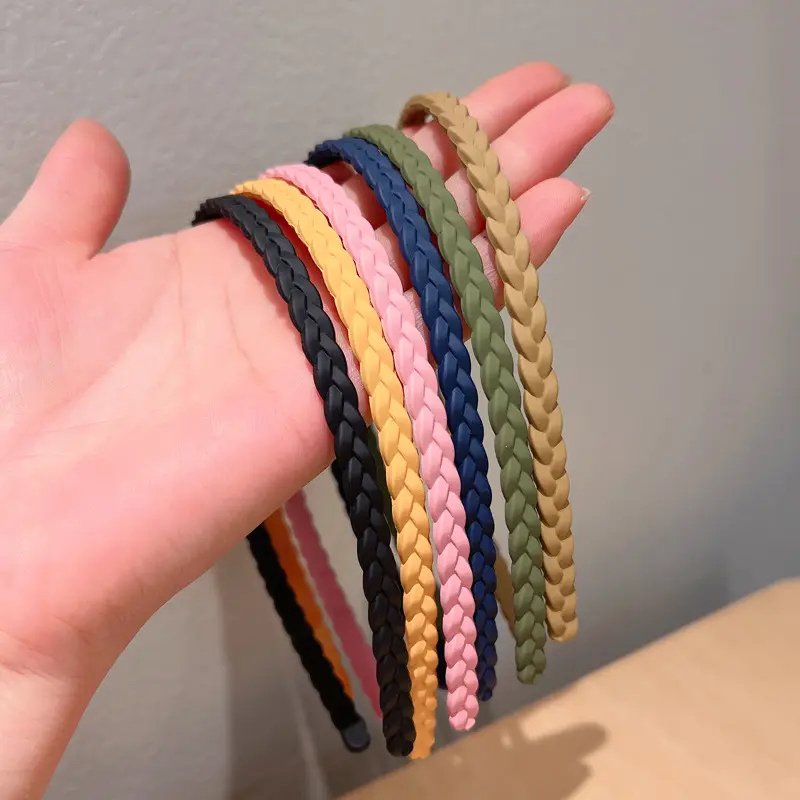  six braided hairbands in various colors