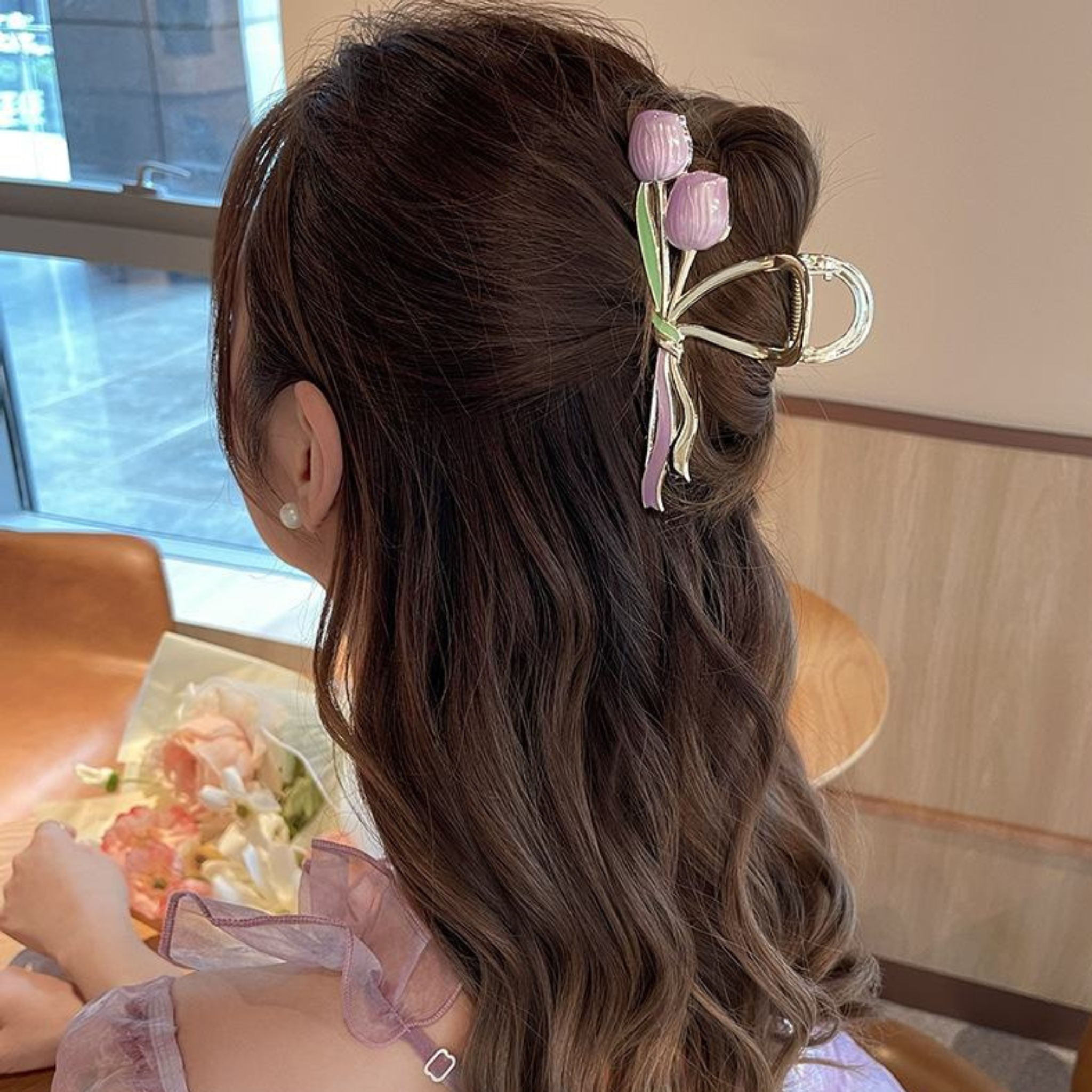  Hair Accessories claw clip clutcher metel women girls metal wedding party tulip pink stylish