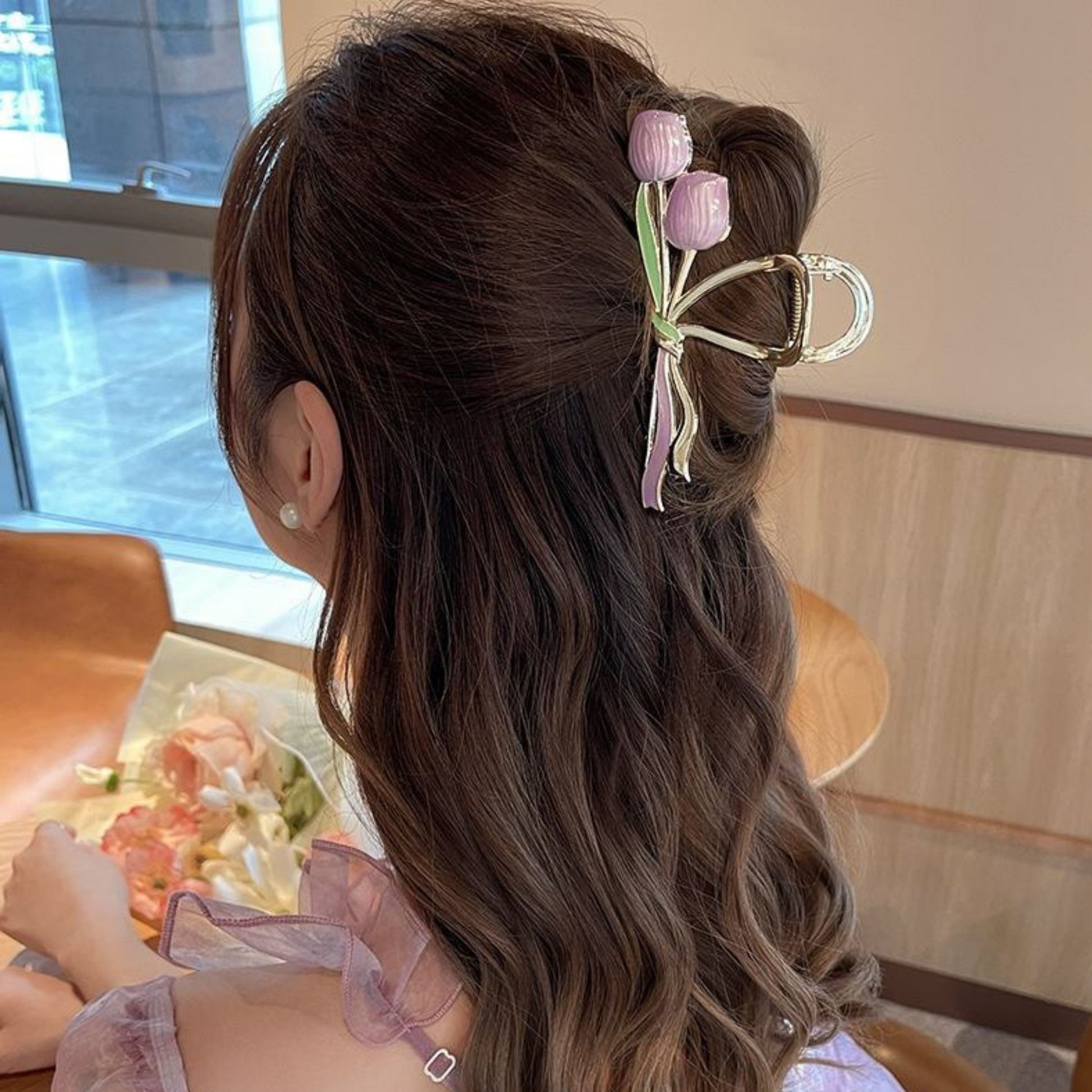  Hair Accessories claw clip clutcher metel women girls metal wedding party tulip pink stylish