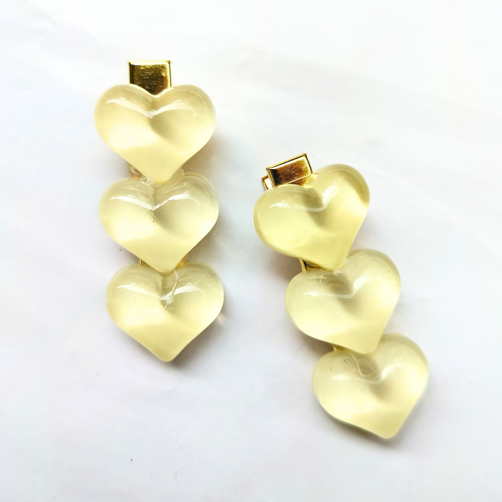 yellow hair clips, resin heart barrettes cute hair accessories for girls, pastel heart clips 
